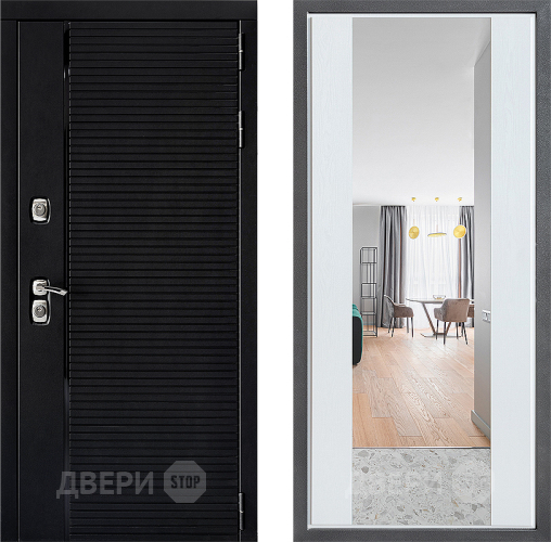 Входная металлическая Дверь Дверной континент ДК-1 ФЛЗ-1 Зеркало Белое дерево в Дубне