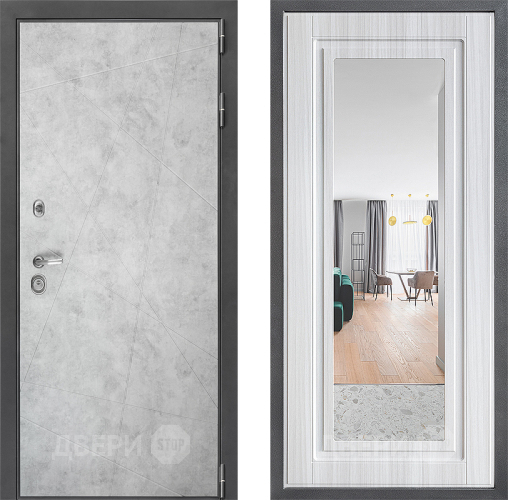Входная металлическая Дверь Дверной континент ДК-3/743 ФЛЗ Зеркало Сандал белый в Дубне