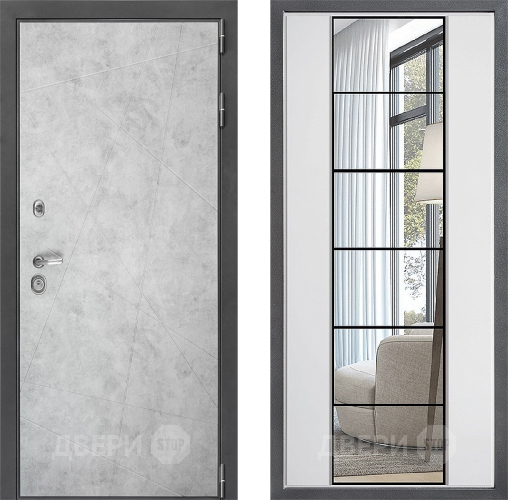 Входная металлическая Дверь Дверной континент ДК-3/743 ФЛЗ-2 Зеркало Белый софт в Дубне