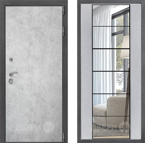 Входная металлическая Дверь Дверной континент ДК-3/743 ФЛЗ-2 Зеркало Бетон светлый в Дубне
