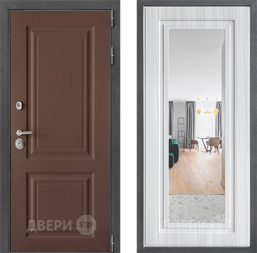 Входная металлическая Дверь Дверной континент ДК-3/729 ФЛЗ Зеркало Сандал белый в Дубне