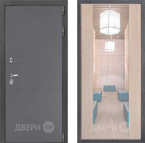 Входная металлическая Дверь Дверной континент ДК-3/649 ФЛЗ-1 Зеркало Капучино в Дубне