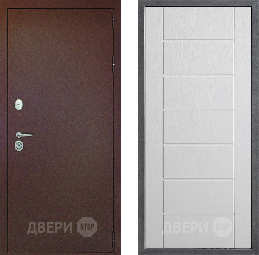 Входная металлическая Дверь Дверной континент Рубикон Медь Дизайн ФЛ-Лайн Белое дерево в Дубне