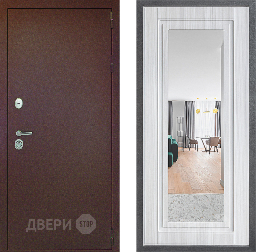 Входная металлическая Дверь Дверной континент Рубикон Медь Дизайн ФЛЗ Зеркало Сандал белый в Дубне