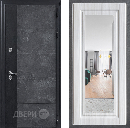 Дверь Дверной континент ДК-15 Бетон ТЕРМО ФЛЗ Зеркало Сандал белый в Дубне