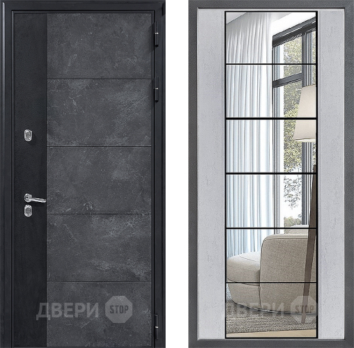 Дверь Дверной континент ДК-15 Бетон ТЕРМО ФЛЗ-2 Зеркало Бетон светлый в Дубне