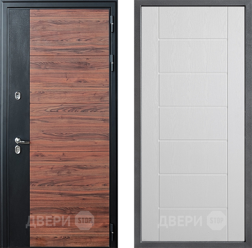 Входная металлическая Дверь Дверной континент ДК-15 Красное Дерево ТЕРМО ФЛ-Лайн Белое дерево в Дубне