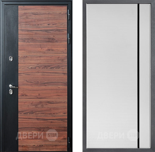 Входная металлическая Дверь Дверной континент ДК-15 Красное Дерево ТЕРМО ФЛ-757 Черное Стекло Софт милк в Дубне