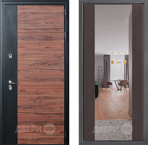 Входная металлическая Дверь Дверной континент ДК-15 Красное Дерево ТЕРМО ФЛЗ-1 Зеркало Венге в Дубне