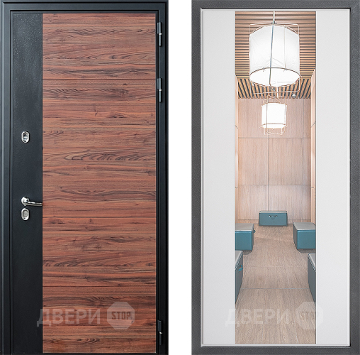 Дверь Дверной континент ДК-15 Красное Дерево ТЕРМО ФЛЗ-1 Зеркало Белый софт в Дубне