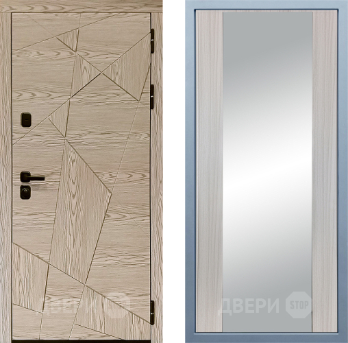 Входная металлическая Дверь Дива МД-97/1 Д-15 Зеркало Сандал белый в Дубне