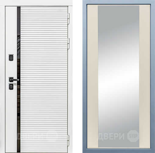Входная металлическая Дверь Дива МХ-45 Белая STR Д-15 Зеркало Шампань в Дубне