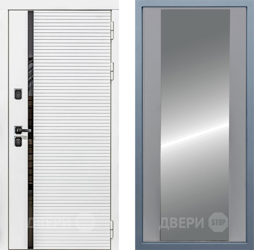 Входная металлическая Дверь Дива МХ-45 Белая STR Д-15 Зеркало Силк Маус в Дубне