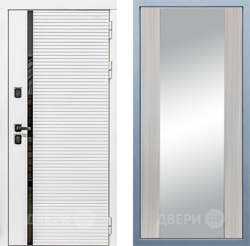 Входная металлическая Дверь Дива МХ-45 Белая STR Д-15 Зеркало Сандал белый в Дубне