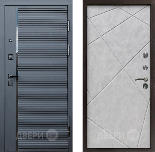 Дверь Престиж Черная Линия Лучи Бетон светлый в Дубне