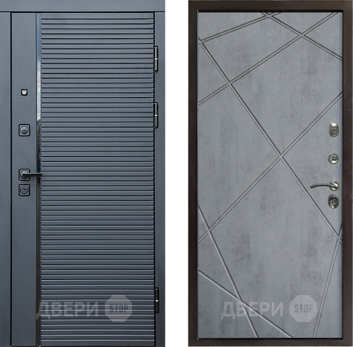 Дверь Престиж Черная Линия Лучи Бетон темный в Дубне