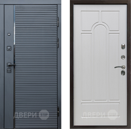 Входная металлическая Дверь Престиж Черная Линия Арка Лиственница белая в Дубне