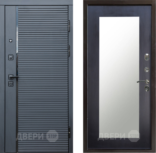 Входная металлическая Дверь Престиж Черная Линия Зеркло Пастораль Венге в Дубне