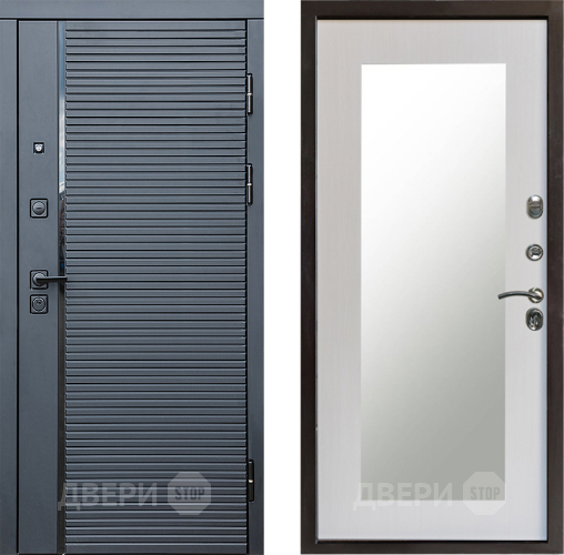 Входная металлическая Дверь Престиж Черная Линия Зеркло Пастораль Лиственница белая в Дубне