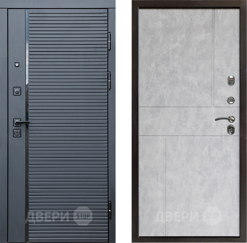 Входная металлическая Дверь Престиж Черная Линия Горизонт Бетон светлый в Дубне