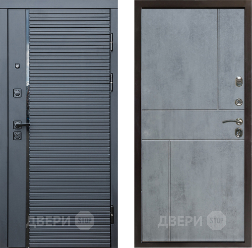 Входная металлическая Дверь Престиж Черная Линия Горизонт Бетон темный в Дубне