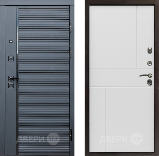 Входная металлическая Дверь Престиж Черная Линия Горизонт Бетон белый в Дубне