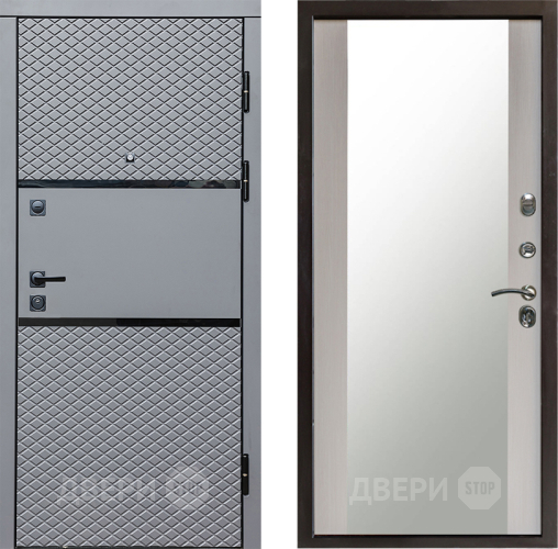 Входная металлическая Дверь Престиж Ромб Зеркало Лиственница белая в Дубне