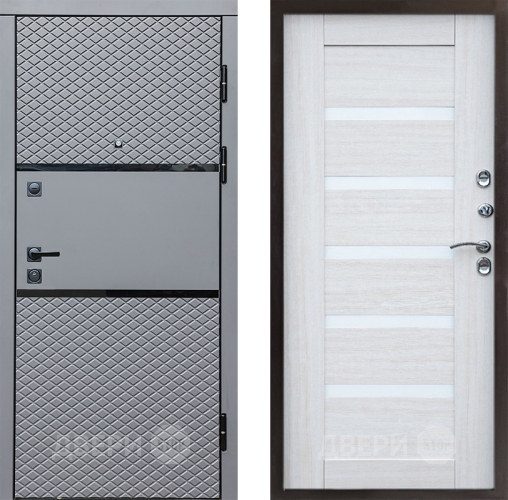 Входная металлическая Дверь Престиж Ромб Царга Лиственница белая в Дубне