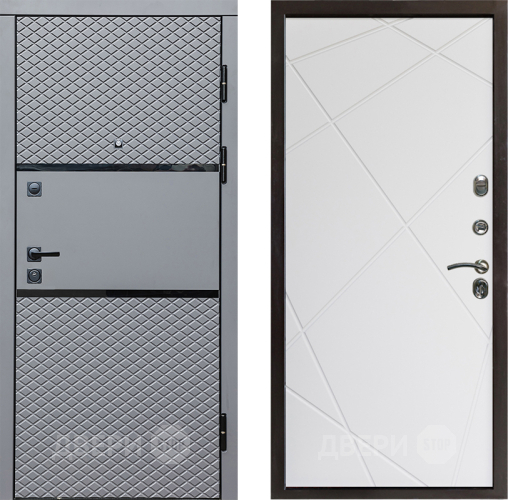 Входная металлическая Дверь Престиж Ромб Лучи Бетон белый в Дубне