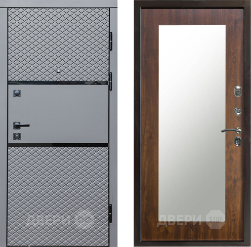 Входная металлическая Дверь Престиж Ромб Зеркло Пастораль Дуб в Дубне