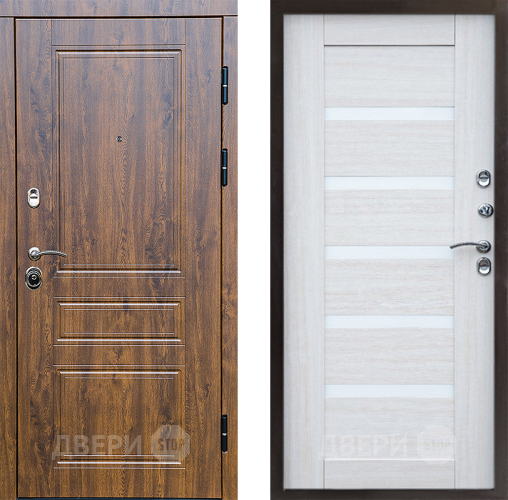 Входная металлическая Дверь Престиж Классика Дуб Царга Лиственница белая в Дубне