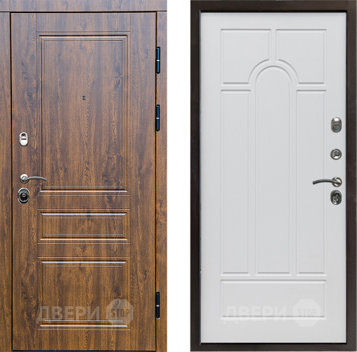 Входная металлическая Дверь Престиж Классика Дуб Арка Белое дерево в Дубне