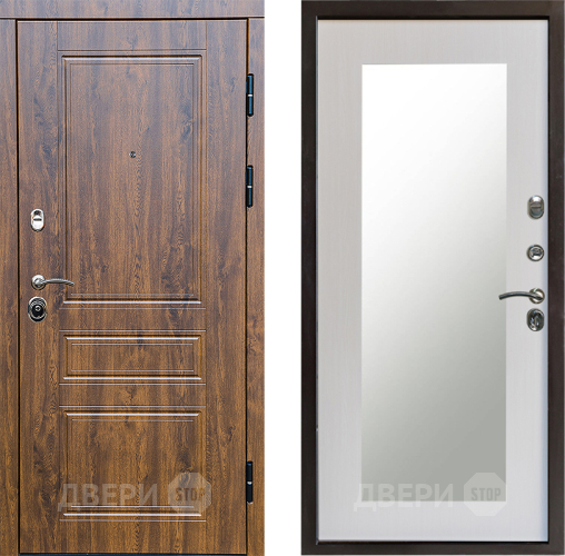 Входная металлическая Дверь Престиж Классика Дуб Зеркло Пастораль Лиственница белая в Дубне