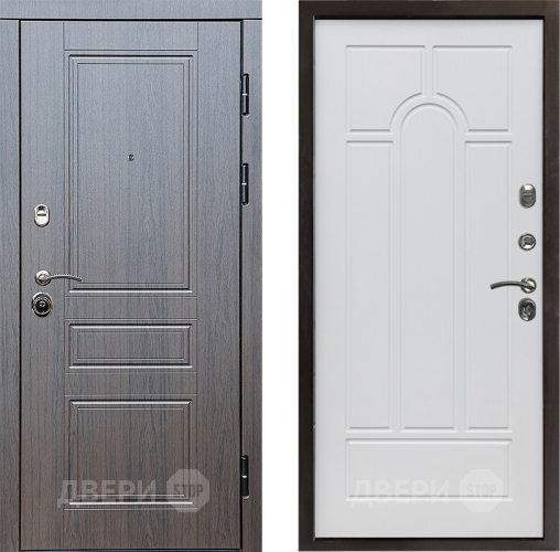 Входная металлическая Дверь Престиж Классика Венге Арка Белое дерево в Дубне