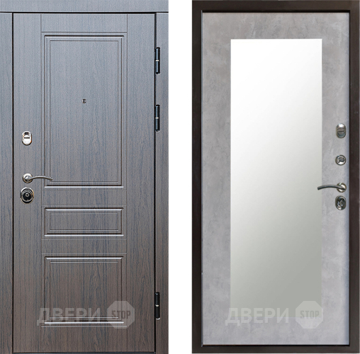 Входная металлическая Дверь Престиж Классика Венге Зеркло Пастораль Бетон светлый в Дубне