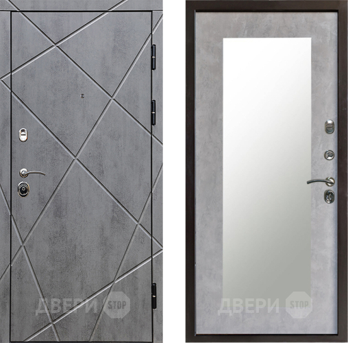 Входная металлическая Дверь Престиж Лучи Зеркло Пастораль Бетон светлый в Дубне