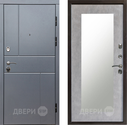 Входная металлическая Дверь Престиж Горизонт Грэй Зеркло Пастораль Бетон светлый в Дубне