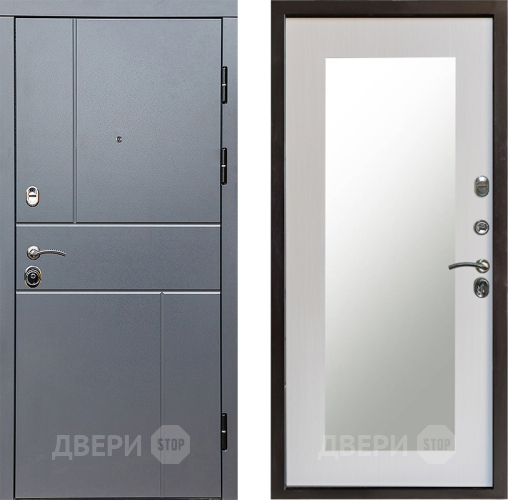 Входная металлическая Дверь Престиж Горизонт Грэй Зеркло Пастораль Лиственница белая в Дубне