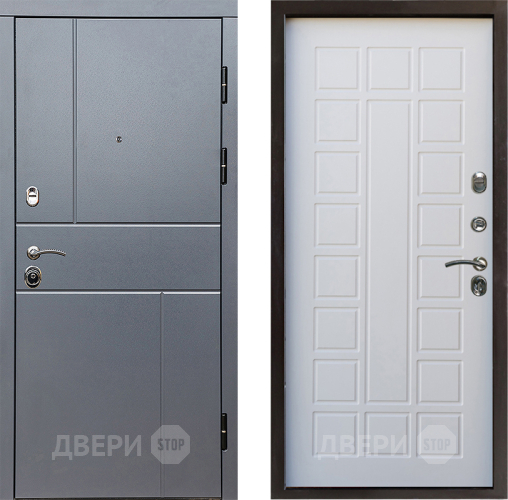 Входная металлическая Дверь Престиж Горизонт Грэй Престиж Белое дерево в Дубне