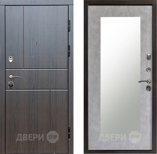 Входная металлическая Дверь Престиж Горизонт Венге Зеркло Пастораль Бетон светлый в Дубне