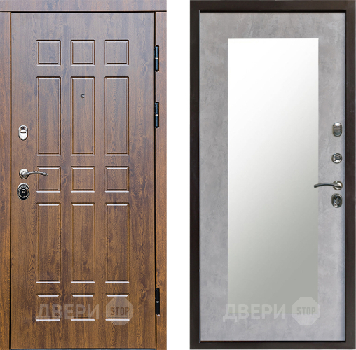 Входная металлическая Дверь Престиж Стандарт Зеркло Пастораль Бетон светлый в Дубне