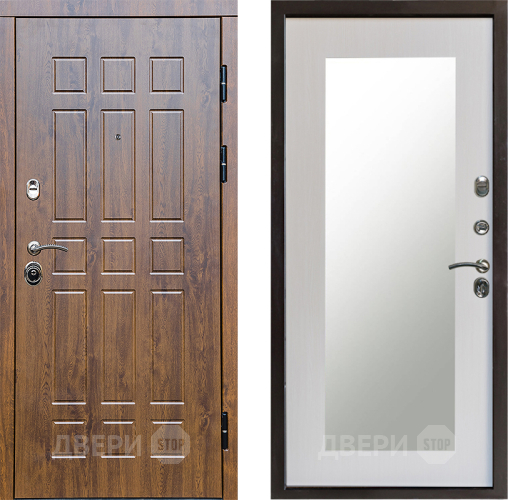 Входная металлическая Дверь Престиж Стандарт Зеркло Пастораль Лиственница белая в Дубне