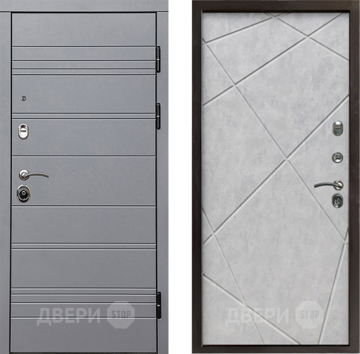 Входная металлическая Дверь Престиж Линия Грэй Лучи Бетон светлый в Дубне