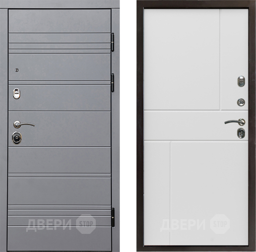 Входная металлическая Дверь Престиж Линия Грэй Горизонт Бетон белый в Дубне