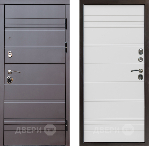 Входная металлическая Дверь Престиж Линия Браун Line Белый в Дубне