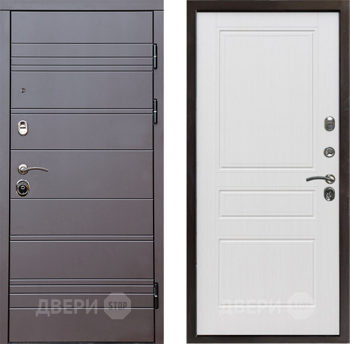 Входная металлическая Дверь Престиж Линия Браун Классика Белое дерево в Дубне