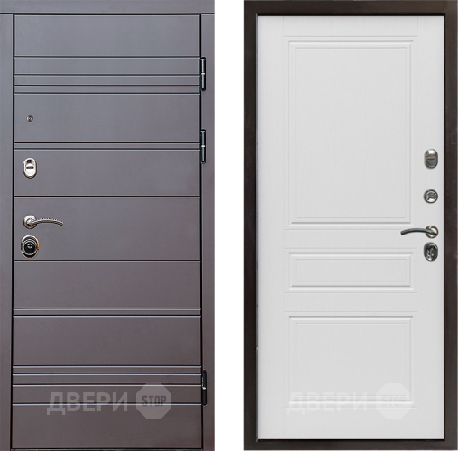 Входная металлическая Дверь Престиж Линия Браун Классика Лиственница белая в Дубне