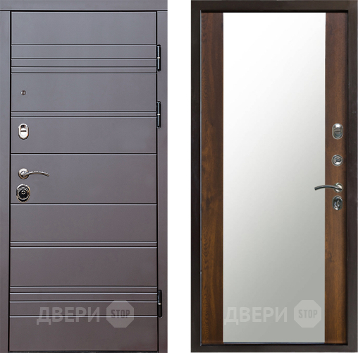 Входная металлическая Дверь Престиж Линия Браун Зеркало Дуб в Дубне