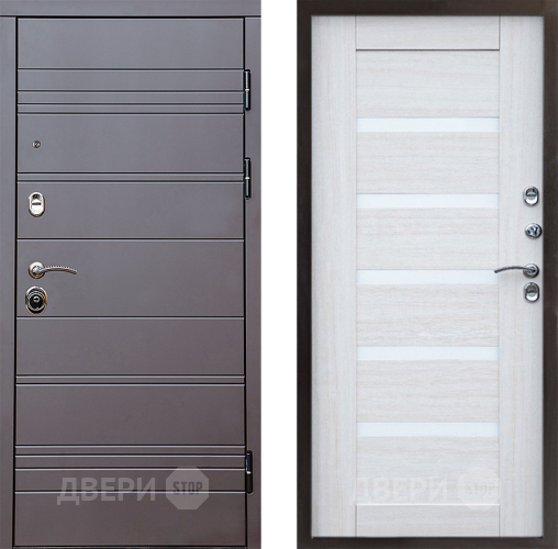 Входная металлическая Дверь Престиж Линия Браун Царга Лиственница белая в Дубне