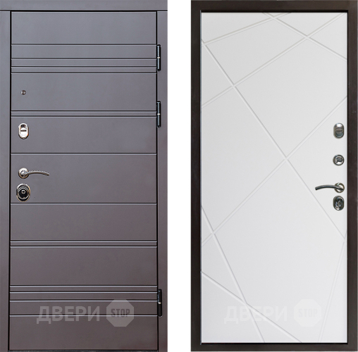 Входная металлическая Дверь Престиж Линия Браун Лучи Бетон белый в Дубне